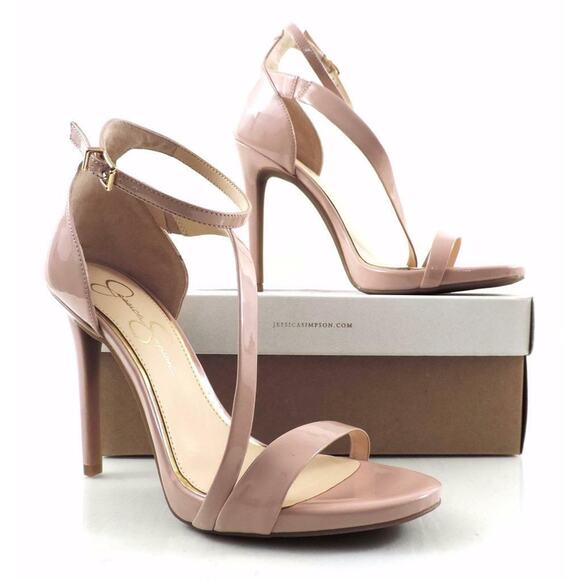 Jessica Simpson Rayli Ankle Strap Sandal Heels Nude Blush Patent Size 10 - Picture 4 of 6